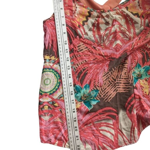 Sonoma Blouse Sleeveless back tie detail Tropical Print Medium Pink Red - Picture 8 of 10